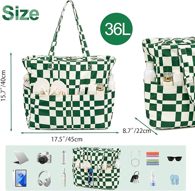 Bluboon Waterproof Beach Tote Pool Bags for Women Ladies Extra Large Carry On Bag With Wet Compartment for Weekender Travel