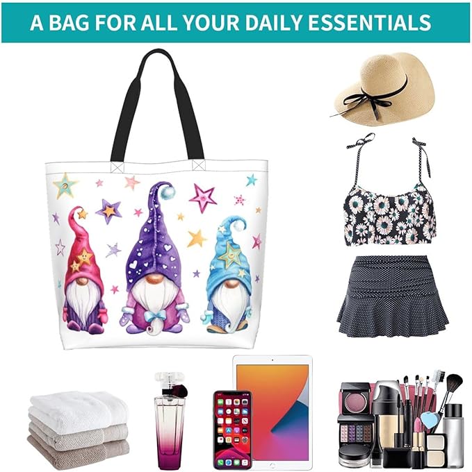 Large Tote Bag for Women Portable Beach Bag Reusable Grocery Bags Funny Gift Bag for Shopping Gym Travel