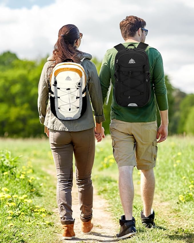 20L Small Waterproof Hiking Backpack with Chest Strap for Men, Lightweight Outdoor Daypack, Black