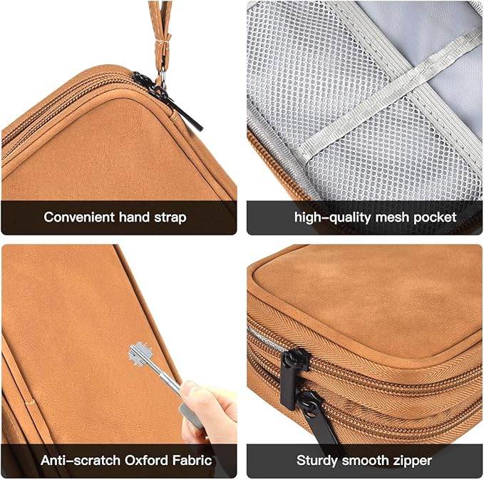 Universal Electronics Accessories Carrying Case, Electronic Cable Organizer Bag, Travel Cable Accessories Bag Pouch for Cable, USB, Cord, Charger, Phone, Power Bank, Earphone (Brown, Large)