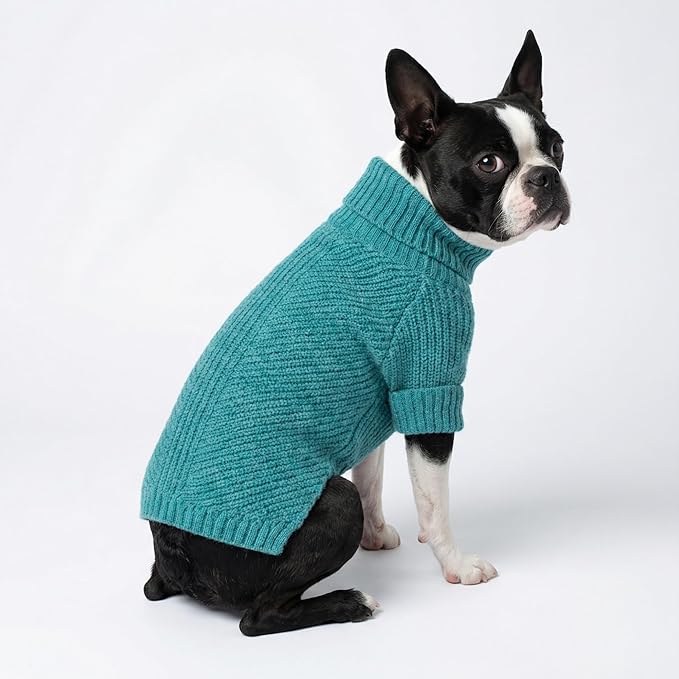 Fitwarm Turtleneck Dog Sweater, Thermal Winter Clothes for Small Dogs, Boy Girl, Sweater, Jumper, Teal Blue, XL