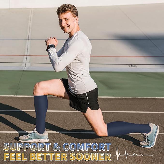 Graduated Copper Compression Socks for Men & Women Circulation 8 Pairs 15-20mmHg - Best for Running Athletic Cycling