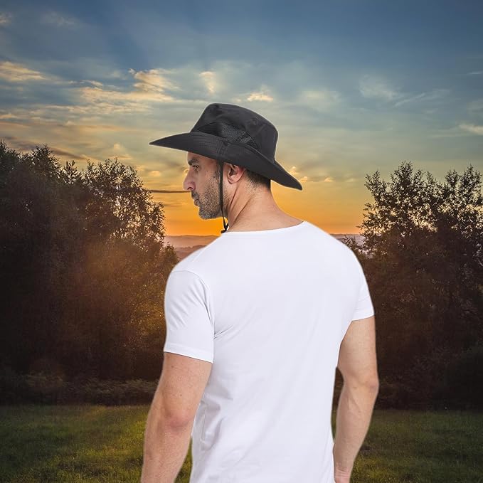 PFFY Sun Bucket Hats for Men Women 3” Wide Brim UPF 50+ Fishing & Beach Hat