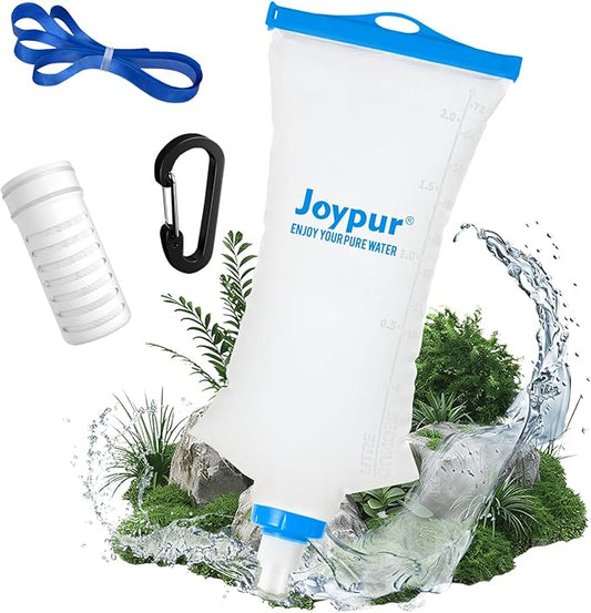 Gravity Water Filter Camping, Survival Water Filtration System, Portable Water Purifier for Travel, Backpacking and Emergency Preparedness, with Ultrafiltration Membrane (0.01 Micron)