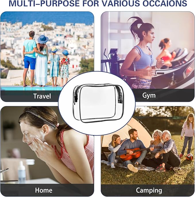 16 Pieces Clear Makeup Bags Bulk, TSA Approved Toiletry Bag for Travel, PVC Waterproof Travel Small Pouches Clear Pouch with Zipper for Men and Women Carry-on Travel Essentials Cosmetic Bags (Black)