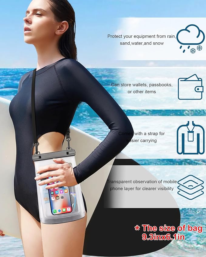 Waterproof Phone Pouch for iPhone 16 15 14 11 Pro Max & Galaxy S24 S21 - Floating Large Capacity Dry Bag Stores Sunscreen, Sunglasses - Oversized Waterproof Bag for Beach, Swimming, Kayaking