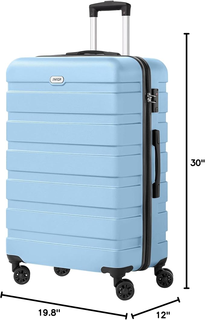 AnyZip Luggage PC ABS Hardside Lightweight Suitcase with 4 Universal Wheels TSA Lock Checked-Large 28 Inch Light Blue