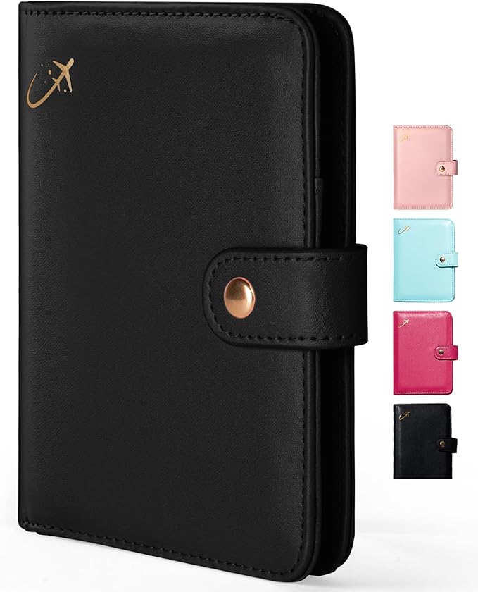 Forvencer Passport Holder Cover with Money Pocket, RFID Blocking Passport Wallet for Travel, Premium Travel Card Case, Waterproof Travel Accessories for Women, Black