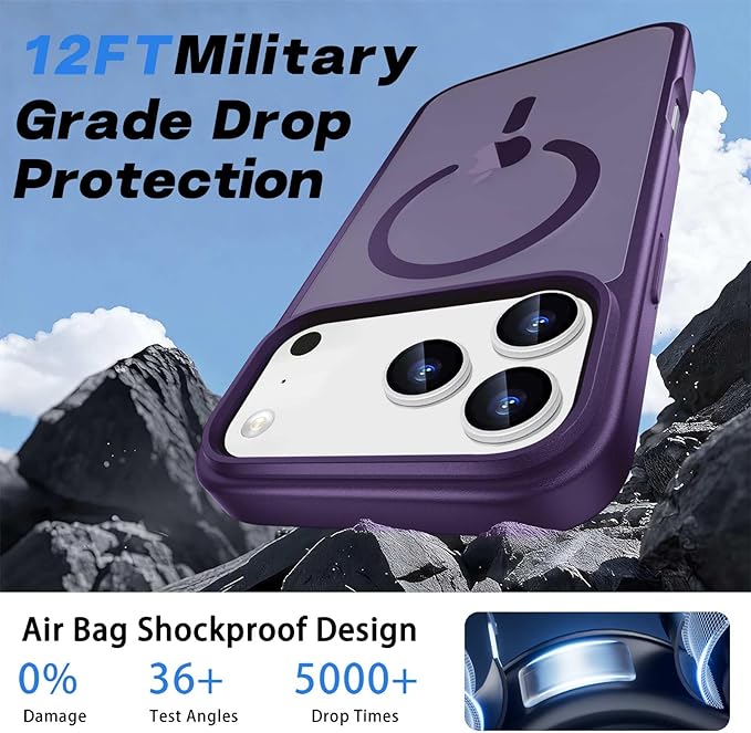 Ntwinro Magnetic for iPhone 17 Pro Case (Compatible with MagSafe) with Detachable Wallet & Card Holder for 3 Cards [RFID Blocking] Military Grade Protective Slim Phone Cover, Purple