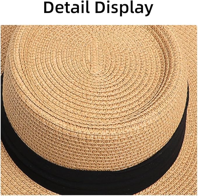 Sun Hat - Foldable Straw Beach Sun Hat for Women UPF40+,Beige Strap Khaki