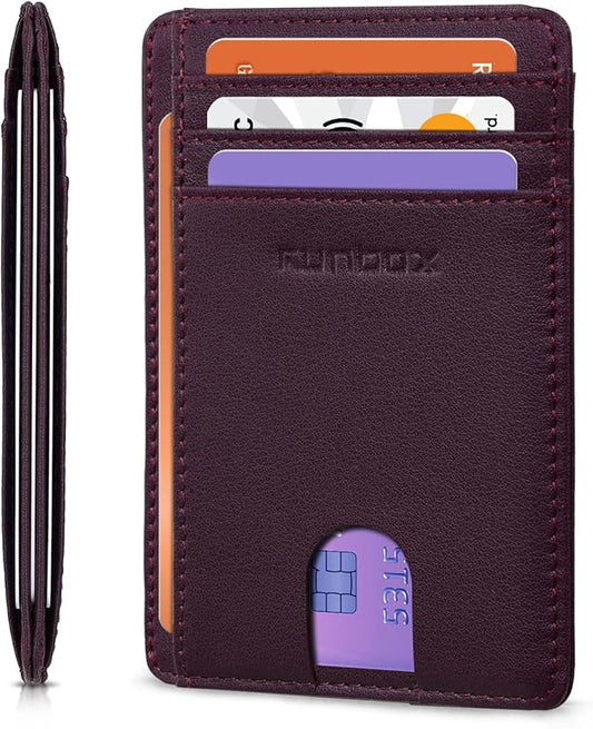 RUNBOX Slim ID Cases Minimalist Front Pocket RFID Blocking Leather Wallets for Men and Women Card Holder Wallets Gifts for men