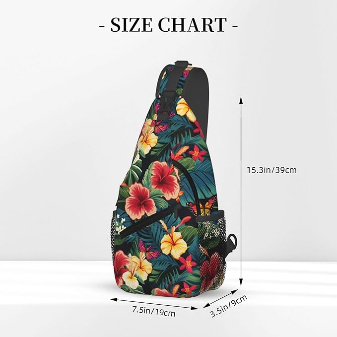 Hawaii Tropical Palm Sling Backpack Crossbody Bag Casual Chest Bags Travel Hiking Daypack Shoulder Bag for Women Men