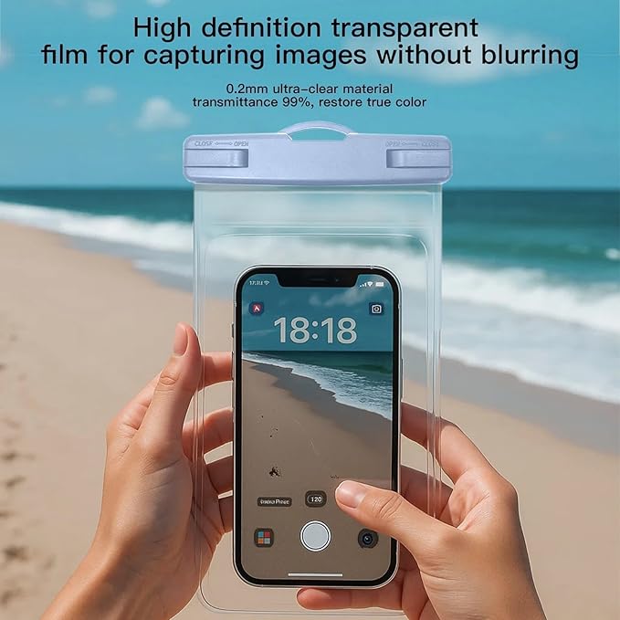 1/2 Pack Waterproof Phone Pouch Compatible with iPhone 17 16 15 Pro Max & Galaxy S24+/S23 7in Waterproof Phone Case with Lanyard,IPX8 Beach Travel Must Haves, Beach Essentials, Sky Blue, 1 Pack