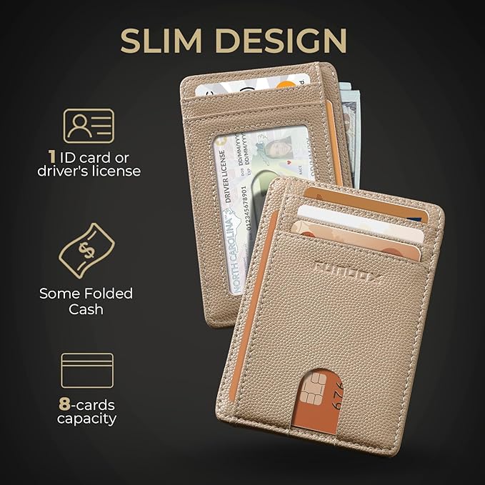 RUNBOX Slim ID Cases Minimalist Front Pocket RFID Blocking Leather Wallets for Men and Women Card Holder Wallets Gifts for men