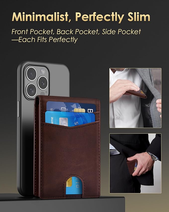 Wallet for Men - RFID Blocking [Functional & Practical] Bifold Slim Minimalist Credit Card Holder Pop Up Metal Case with Cash Slot, Front Pocket with ID Window, Gift Boxed