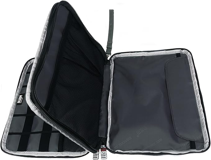 BUBM Double Layer Electronics Organizer/Travel Gadget Bag For Cables,Memory Cards,Flash Hard Drive and More,Fit For iPad Or Tablet(Up To 9.7")--Large, Black