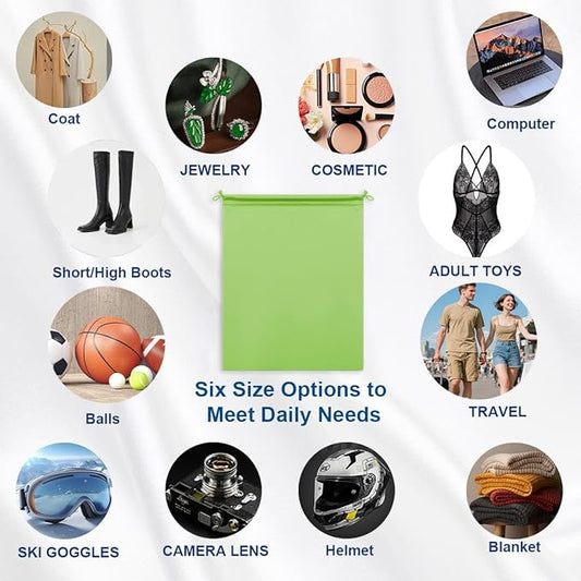 Microfiber Drawstring Bags, Multi-Size Soft Protective Pouches for Shoes, Ski Goggles, Sunglasses, Handbags & Camera Lenses