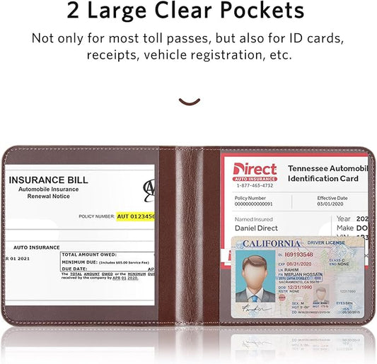 CoBak Car Registration and Insurance Holder - Vehicle Glove Box Car Organizer, Auto Truck Comparment Accessories Case for Essential Document, Driver License, Cards (Deep Brown)