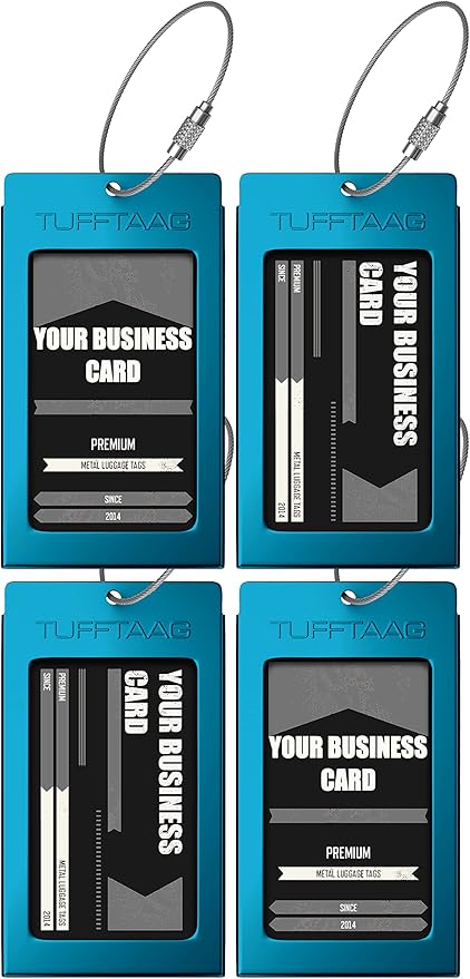 Luggage Tags Business Card Holder by TUFFTAAG - Durable Travel ID Bag Tag in Multiple Color Options, Perfect for Suitcases, Backpacks, and Carry-Ons, Easy Identification, Secure and Stylish