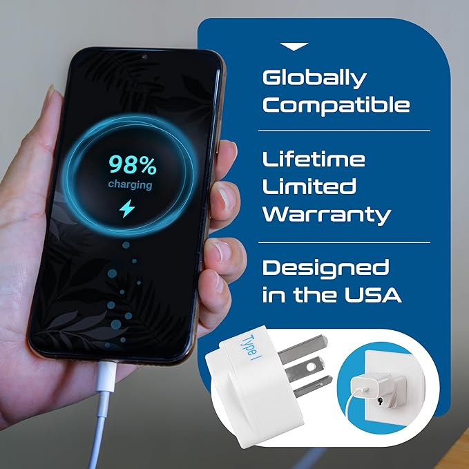 Ceptics Australia, China, New Zealand Travel Plug Adapter (Type I) - 3 Pack [Grounded & Universal] (GP-16-3PK)