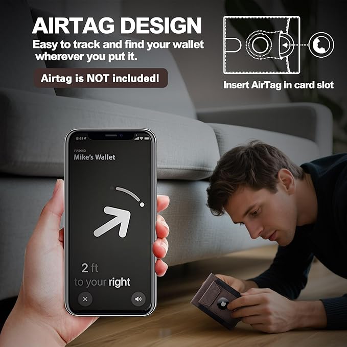 Wallet for Men RFID Blocking Bifold Mens Leather Wallets,Ultra Thin Minimalist Front Pocket Small Compact Mens Slim Wallet,Smart Security Credit Card Holder Elastic Pocket,with Money Clip, 2 ID Window