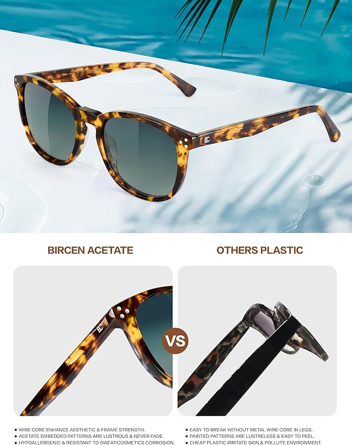 Polarized Sunglasses For Women UV - Protection Womens Trendy Fashion Large Shades With Acetate Frame BC2110