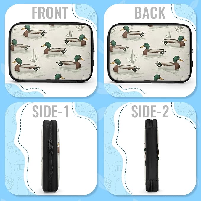 Green Duck Travel Cable Organizer Pouch Farm Mallard Electronics Accessories Carry Case Portable Water Resistant Storage Bag for Cord Charger Phone Earphone SD Card