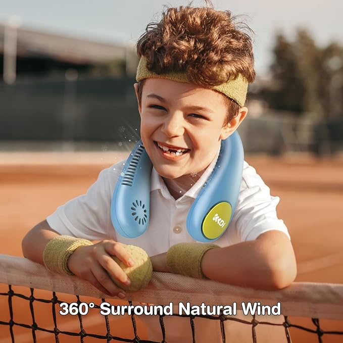 Kids Neck Fan, Portable Bladeless Fans for Kid 4-14Y Girls & Boys, 2600mAh USB Personal Mini Cooling Fan for Travel/Camping/Study, 4 Speeds, Lightweight, Compact, Perfect Summer Gifts for Kids