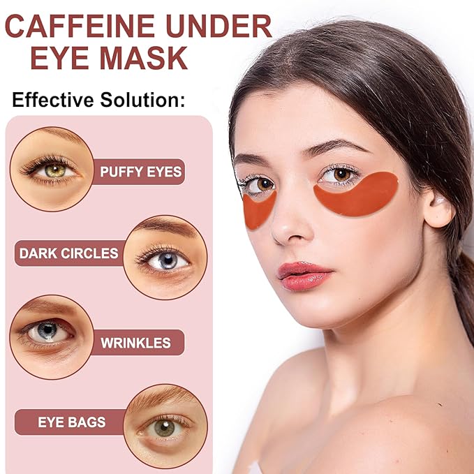 LAVONE Eye Mask - 30 Pairs Caffeine Under Eye Patches Skin Care Products, Eye Masks Skincare for Dark Circles and Puffiness, Reduce Wrinkles, Eye Bags and Fine Lines, for Women and Man