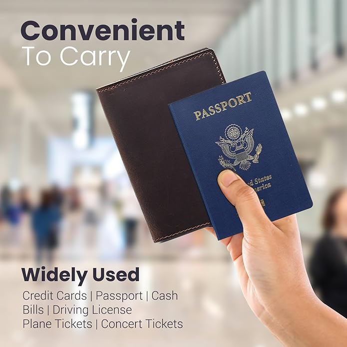 Retro Travel Genuine Leather Passport Holder with Folding Wallet Design