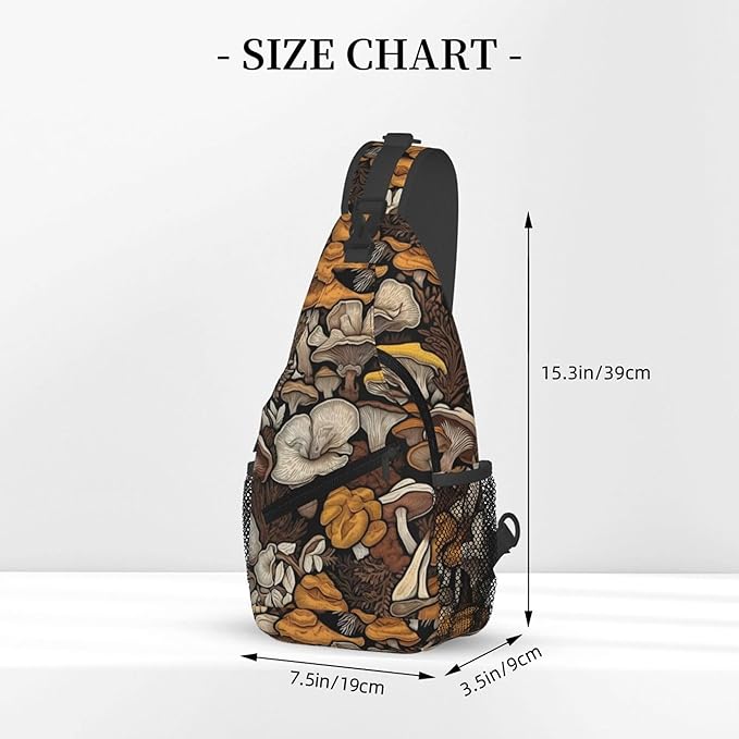Botanical Mushroom Sling Backpack Crossbody Bag Casual Chest Bags Travel Hiking Daypack Shoulder Bag for Women Men