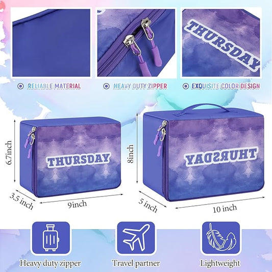 Paterr 14 Pcs Packing Cubes for Travel Kids Days of Week Compression Packing Cubes Colorful Luggage Organizers Suitcase Camp(10 x 8 x 5 Inch)