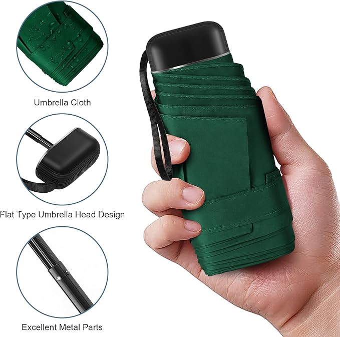 LEAGERA Compact Travel Umbrella with Case - Mini Umbrella for Purse, Small Lightweight &Tiny Design Perfect for Parasol Outdoor Sun&Rain Umbrellas