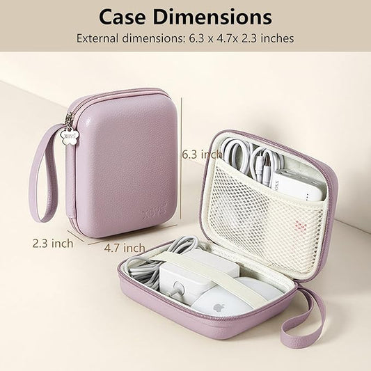Charger Case for Macbook, Portable Tech Electronic Organizer Bag,Travel Storage Pouch for Laptop Accessories, MacBook Power Adapter, Charging Cords, USB Drives, Power Bank (Purple, L)