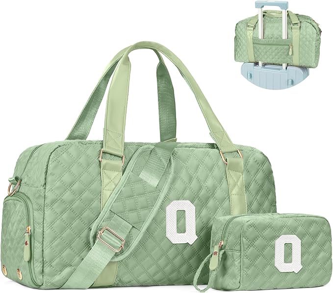 Elilier Monogram Duffle Bag Women Girls Gift: Initial Overnight bags, Dance Cheer bag Sports for Girl, Kid Gymnastics Bags, Birthday Gifts for Women Girls Kids Teens Mom Teacher