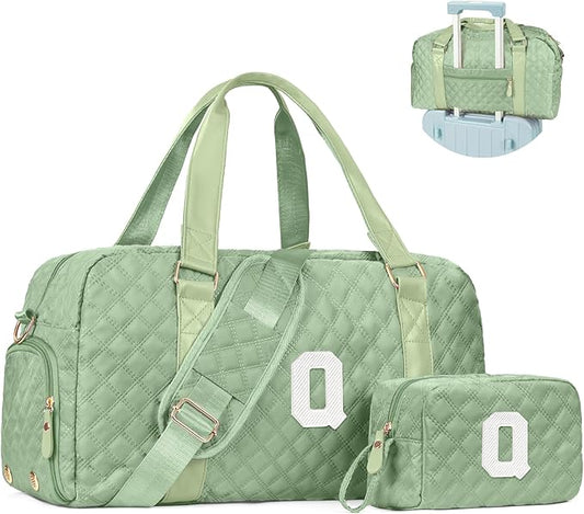 Elilier Monogram Duffle Bag Women Girls Gift: Initial Overnight bags, Dance Cheer bag Sports for Girl, Kid Gymnastics Bags, Birthday Gifts for Women Girls Kids Teens Mom Teacher