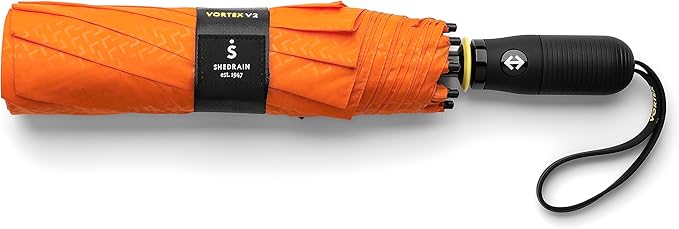 ShedRain Vortex V2 Automatic Compact Folding Windproof Travel Umbrella – Rain & Windproof Vented Double Canopy – Protect from Rain, Sun & Wind - Wind Tunnel Tested to 75 mph