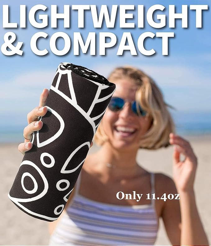 Margelife Sand Proof Microfiber Beach Towels Adult –Quick Fast Dry Beach Oversized Accessories for Travel Swim Pool Yoga Blanket Essentials Lightweight Must Haves Items Women Gifts Black Mandala