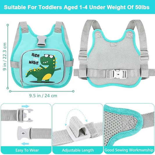 Accmor Toddler Harness Leash+ Anti Lost Wrist Link, Cute Dinosaur Kids Harness with Leash, Collapsible Child Leash Baby Walking Harness Wristband Assistant Strap Belt for Boys Girls to Outdoor Travel