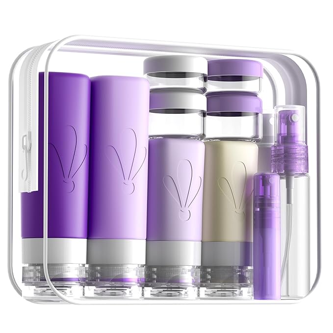 INSFIT 17 Pack Silicone Travel Bottles Set - TSA Approved Leakproof Toiletries Containers, Reusable Travel Size Accessories for Women & Men, Airplane Essentials, Shampoo Lotion Organizer