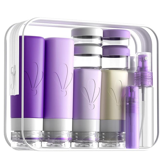 INSFIT 17 Pack Silicone Travel Bottles Set - TSA Approved Leakproof Toiletries Containers, Reusable Travel Size Accessories for Women & Men, Airplane Essentials, Shampoo Lotion Organizer