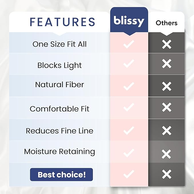 Blissy Silk Sleep Mask - Eye Sleeping Mask for Women & Men for Total Blackout - 100% Pure Mulberry Silk, 22 Momme 6a Fibers - Blindfold Sleep Mask Side Sleeper Eye Cover (Rose)