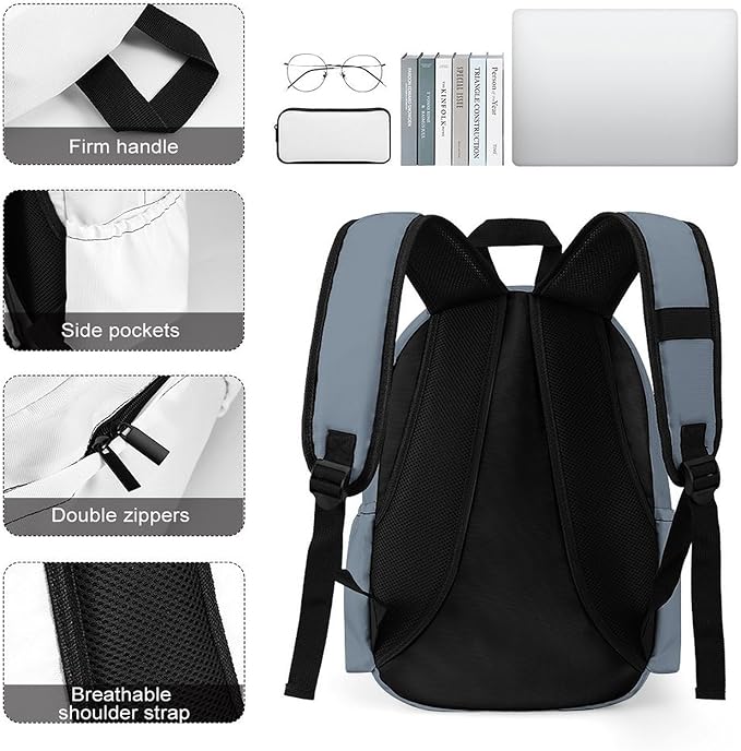 Slate Gray Backpack Adult Travel Daybag for Women Men College Backpack for Vacation Hiking Camping Bag