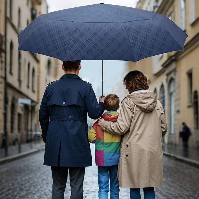 Satol 46/54/62 Inch Large Golf Umbrella, Windproof 10 Ribs Automatic Open/Close Oversize Double Canopy Vented Portable Folding Travel Umbrellas, UPF 50+ Sun & Rain Compact Umbrellas for Outdoor