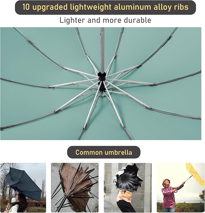 Windproof Travel Umbrella for Rain, Large Portable Reverse Folding Car Umbrella, Inverted Design, Compact Auto Open Close with Durable Waterproof Canopy, Fits Backpack/Women Men, 45.6 Inch