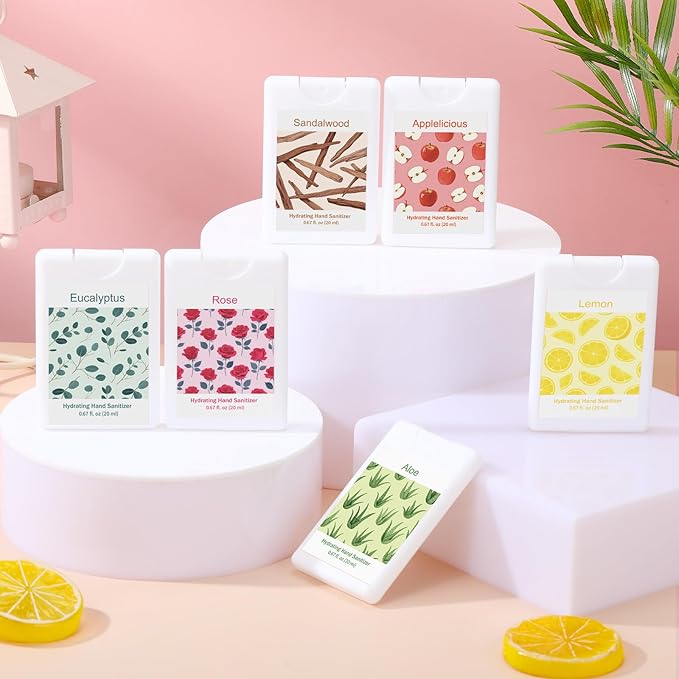 6 Pack Cute Hand Sanitizer Spray Travel Size Hand Sanitizer Spray Mini Hydrating Pocket for Spring Holiday Favor Coworker Staff Teacher Gifts