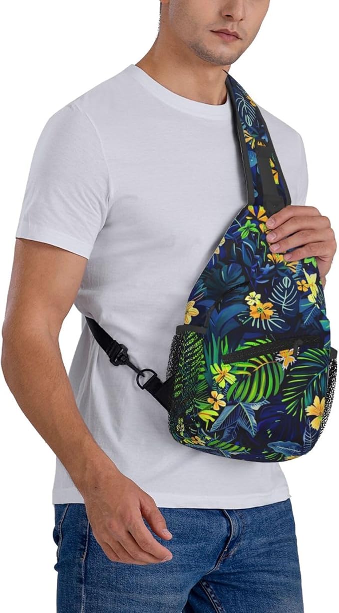 Hawaii Tropical Palm Sling Backpack Crossbody Bag Casual Chest Bags Travel Hiking Daypack Shoulder Bag for Women Men