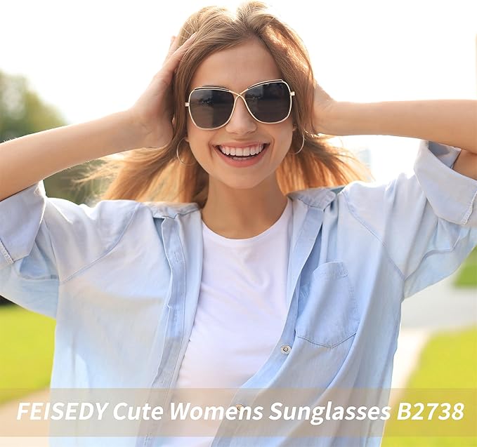 FEISEDY Womens Cute Sunglasses Oversized Butterfly X Shape Design Cateye Lady Sunglasses B2738