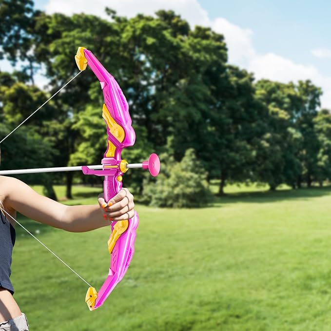 TEMI Bow and Arrow Set for Kids - Archery Toy Set - LED Light Up with Suction Cup Arrows, Target & Quiver, Indoor and Outdoor Toys for Children Boys Girls