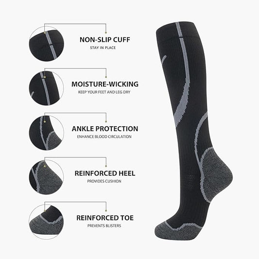 Compression Socks for Women Men Circulation Knee High 8 Pairs for Nurses, Running, Travel, Athletic
